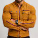Men's Mustard Suede Biker Jacket: Vintage Moto with Red Zippers