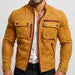 Men's Mustard Suede Biker Jacket: Vintage Moto with Red Zippers