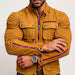 Men's Mustard Suede Biker Jacket: Vintage Moto with Red Zippers