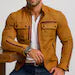 Men's Mustard Suede Biker Jacket: Vintage Moto with Red Zippers