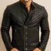 Men's Black Sheep Leather Moto Jacket: Slim Fit Biker Jacket Daaran Obsidian