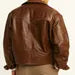 Men's Oversized Brown Sheep Leather Aviator Jacket | Relaxed Fit Blouson Style with Inner Pockets