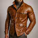 Handmade Cognac Sheep Leather Field Jacket - Men's Safari Style Outerwear - Arvell