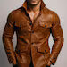 Handmade Cognac Sheep Leather Field Jacket - Men's Safari Style Outerwear - Arvell