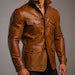 Handmade Cognac Sheep Leather Field Jacket - Men's Safari Style Outerwear - Arvell