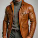 Handmade Cognac Sheep Leather Field Jacket - Men's Safari Style Outerwear - Arvell