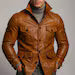 Handmade Cognac Sheep Leather Field Jacket - Men's Safari Style Outerwear - Arvell