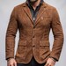 Caramel Brown Suede Blazer - Men's Tailored Sport Coat