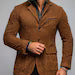 Caramel Brown Suede Blazer - Men's Tailored Sport Coat