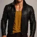 Dark Brown Sheep Leather Jacket – Men's Stand Collar Button Front - NOXAR