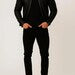 Men's Black Cowhide Leather Bomber Jacket Slim Fit Moto Style