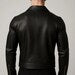 Men's Black Cowhide Leather Bomber Jacket Slim Fit Moto Style