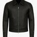 Men's Black Cowhide Leather Bomber Jacket Slim Fit Moto Style