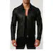 Men's Black Cowhide Leather Bomber Jacket Slim Fit Moto Style