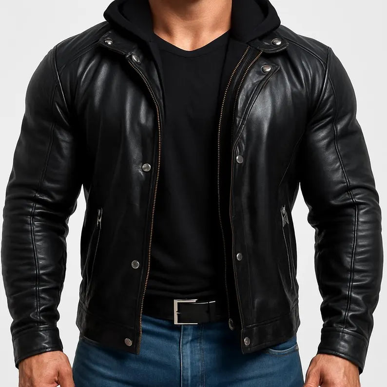Midnight Rider Black Leather Moto Jacket