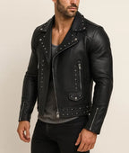 Midnight Rebel Black Leather Biker Jacket
