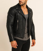 Midnight Rebel Black Leather Biker Jacket