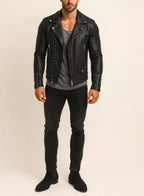 Midnight Rebel Black Leather Biker Jacket